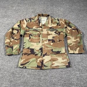 Vintage 90s Terry USMC Woodland Camo Combat Blouse Coat Mens Size Small Short